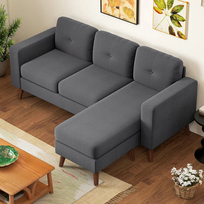 Sectional Sofa with Changeable Chaise, 3 Seat L-Shaped, Dark Grey 3-Seater Sofas at Gallery Canada