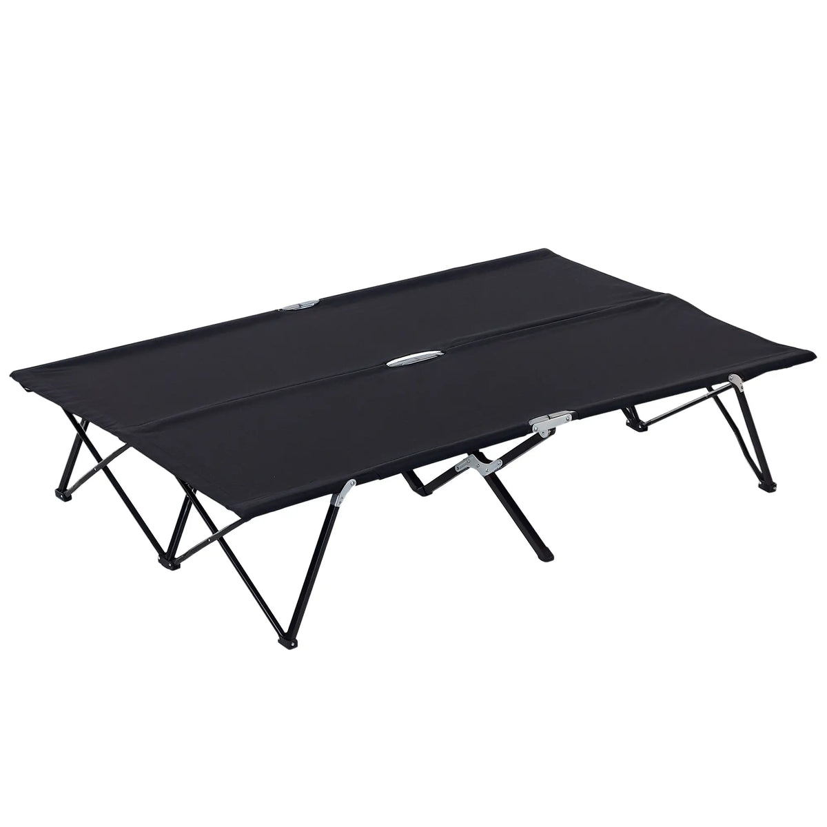 76" Folding Camping Cot For Two, Outdoor Portable Double Bed, Black Camping Cots Black at Gallery Canada