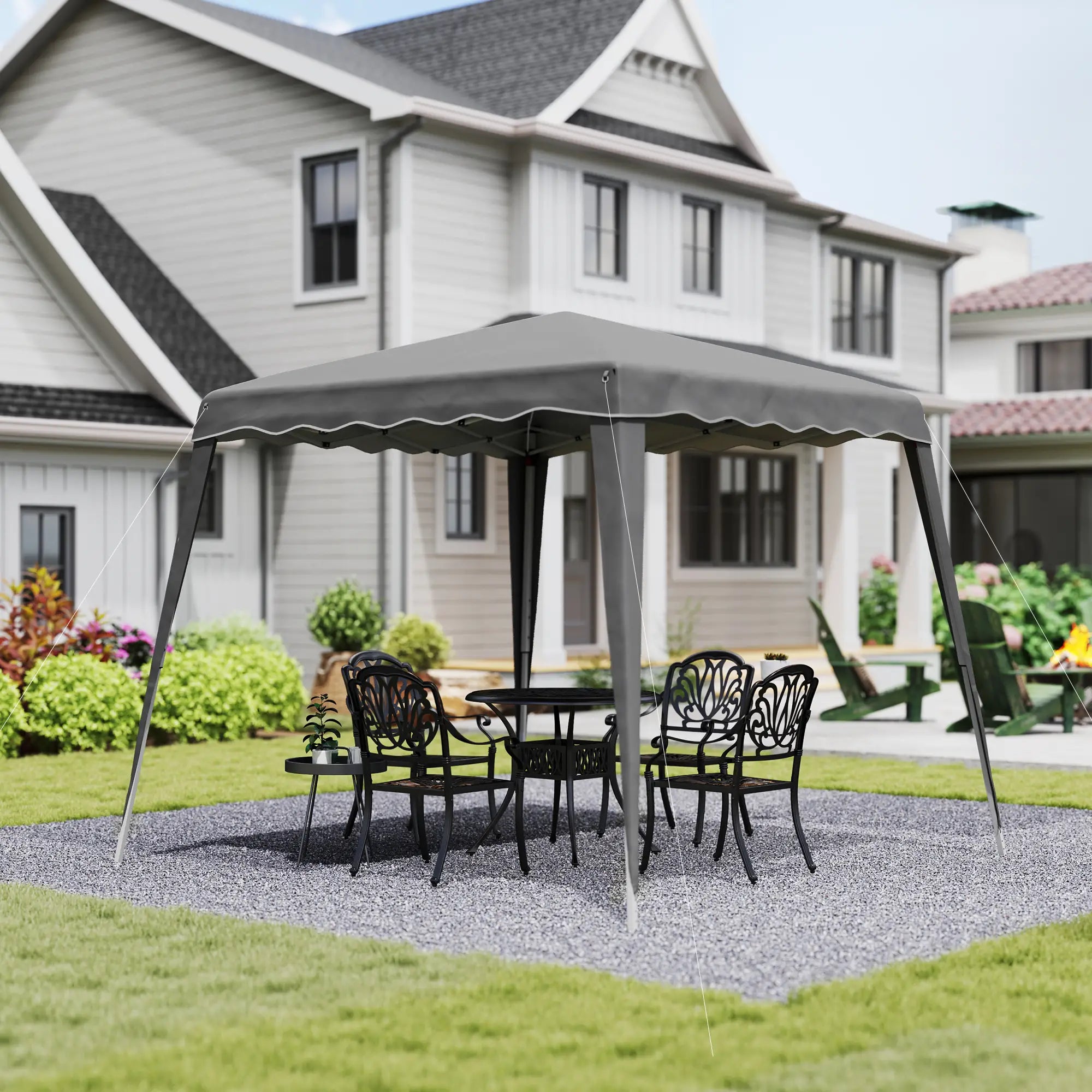 8' x 8' Pop Up Canopy, Foldable Outdoor Tent, Portable With Carrying Bag, Grey Pop Up Canopies at Gallery Canada