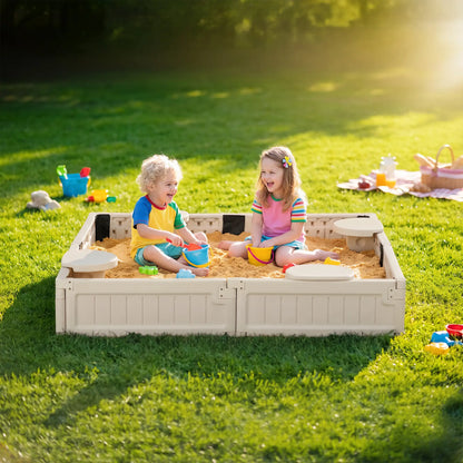 Kids Outdoor Sandbox with Canopy, Fabric Liner, Cream White Sandboxes & Accessories at Gallery Canada