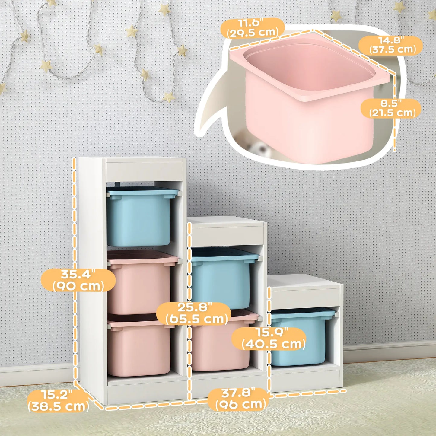 3 Layer Toy Storage Organizer, Kids Bookshelf, 6 Plastic Bins, Blue & Pink Baby & Kids Storage at Gallery Canada