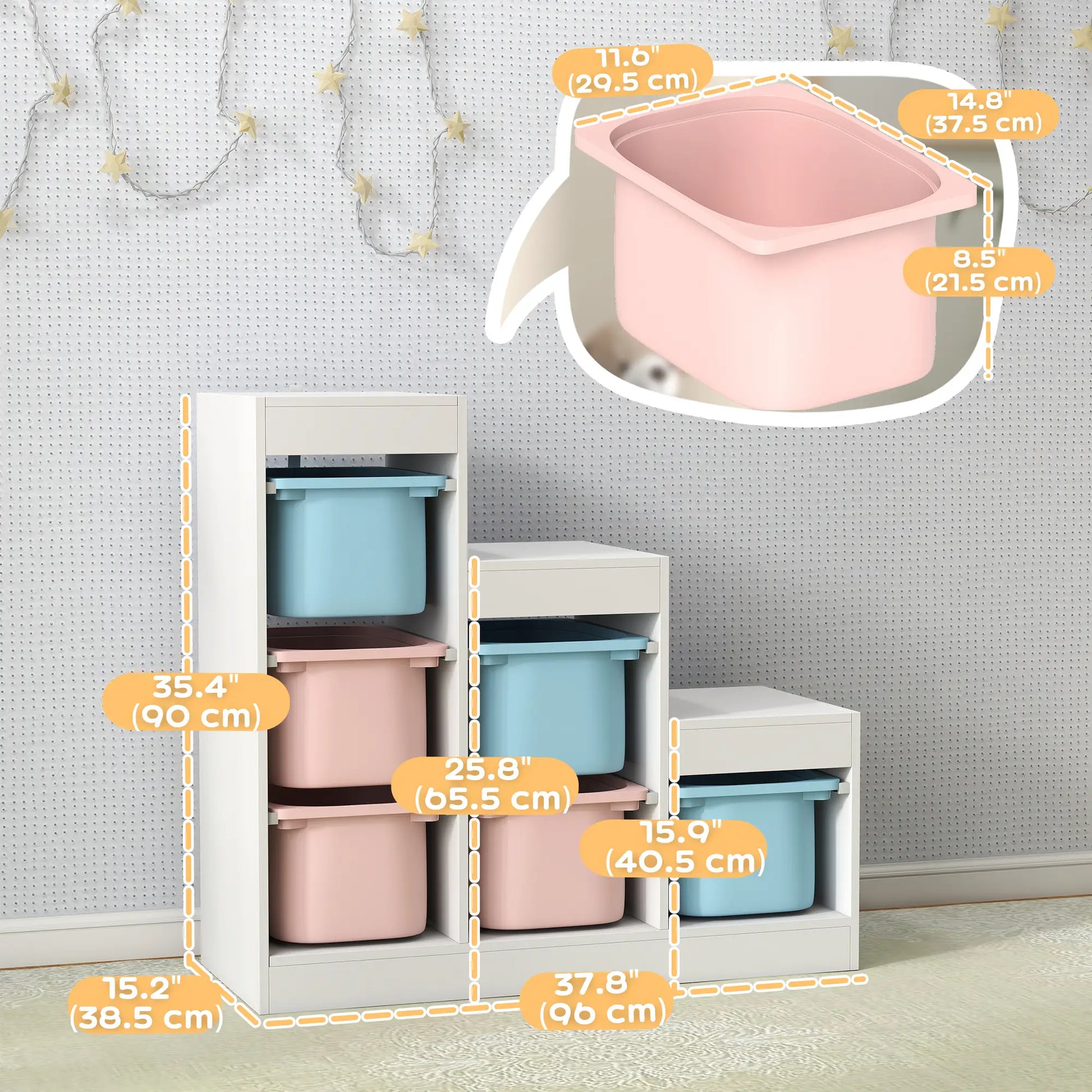 3 Layer Toy Storage Organizer, Kids Bookshelf, 6 Plastic Bins, Blue & Pink Baby & Kids Storage at Gallery Canada