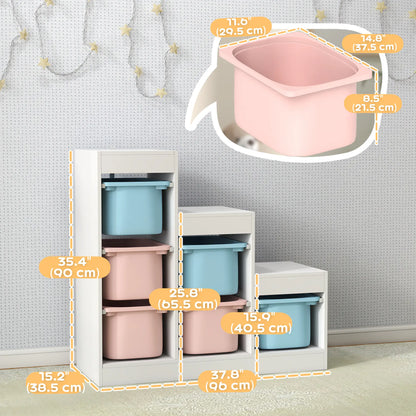3 Layer Toy Storage Organizer, Kids Bookshelf, 6 Plastic Bins, Blue & Pink Baby & Kids Storage at Gallery Canada