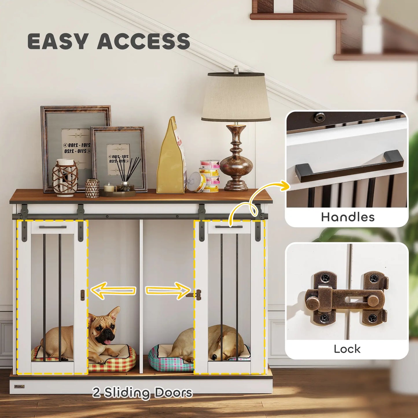 47in Wooden Dog Crate Furniture with Divider Panel, TV Stand, White Houses, Kennels & Pens at Gallery Canada