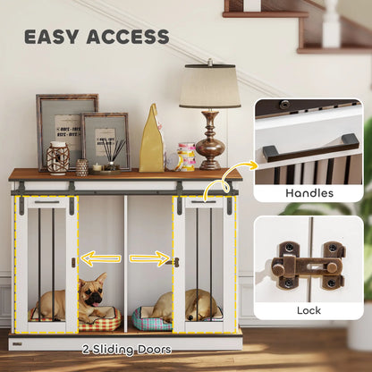 47in Wooden Dog Crate Furniture with Divider Panel, TV Stand, White Houses, Kennels & Pens at Gallery Canada