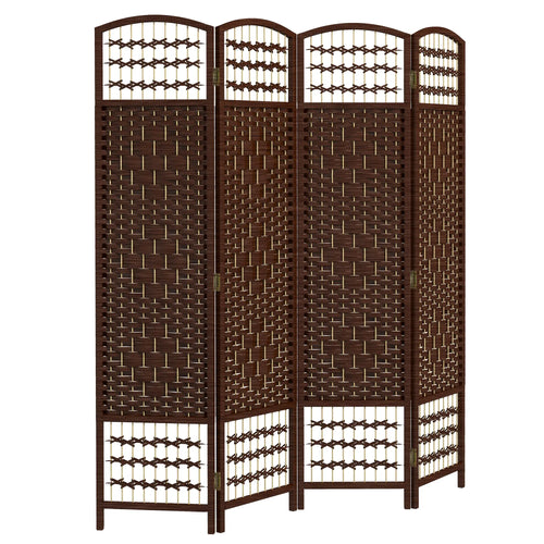4 Panel Folding Room Divider, Portable Privacy Screen, Brown