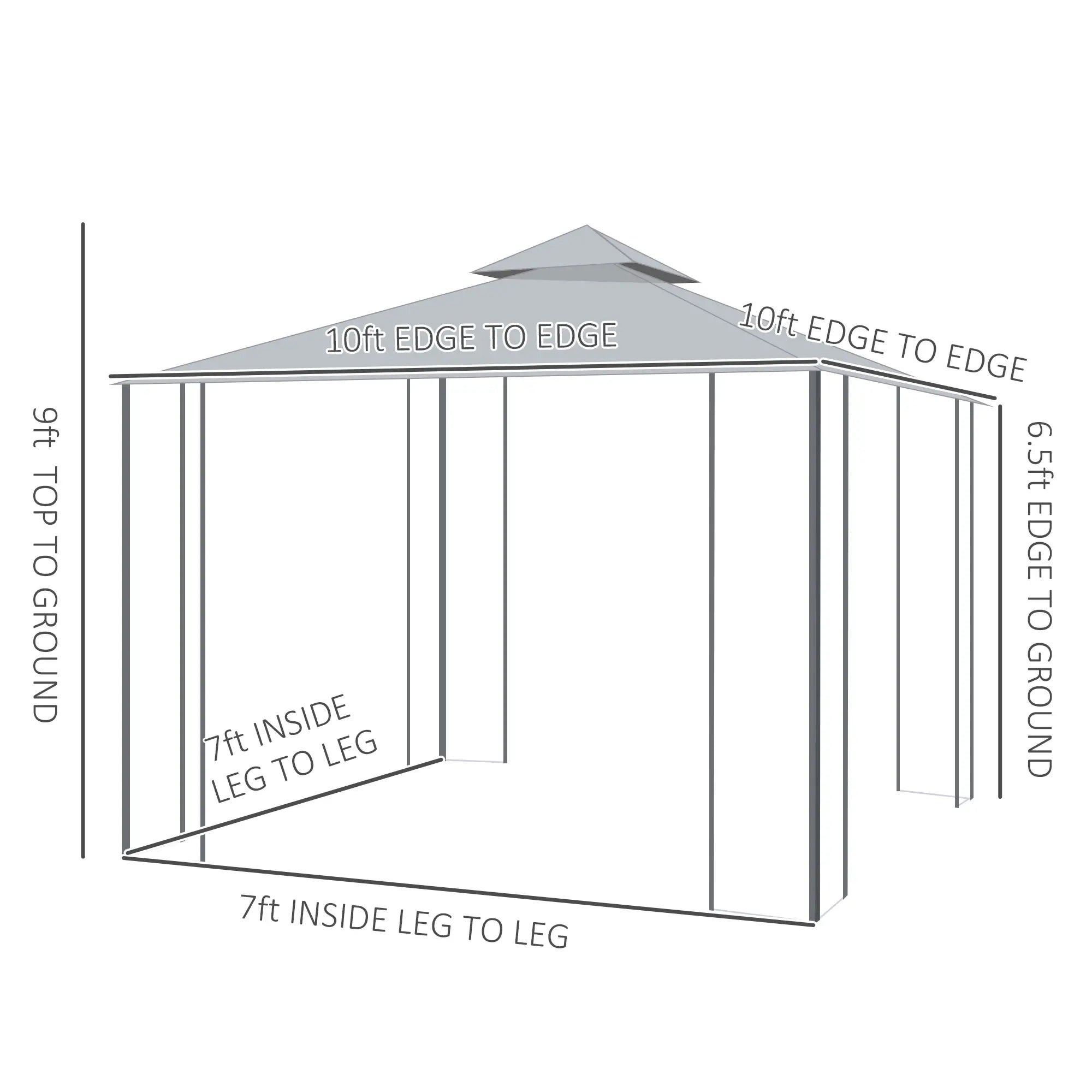 10' x 10' Steel Outdoor Gazebo, Removable Mesh Curtains, Grey Gazebos at Gallery Canada
