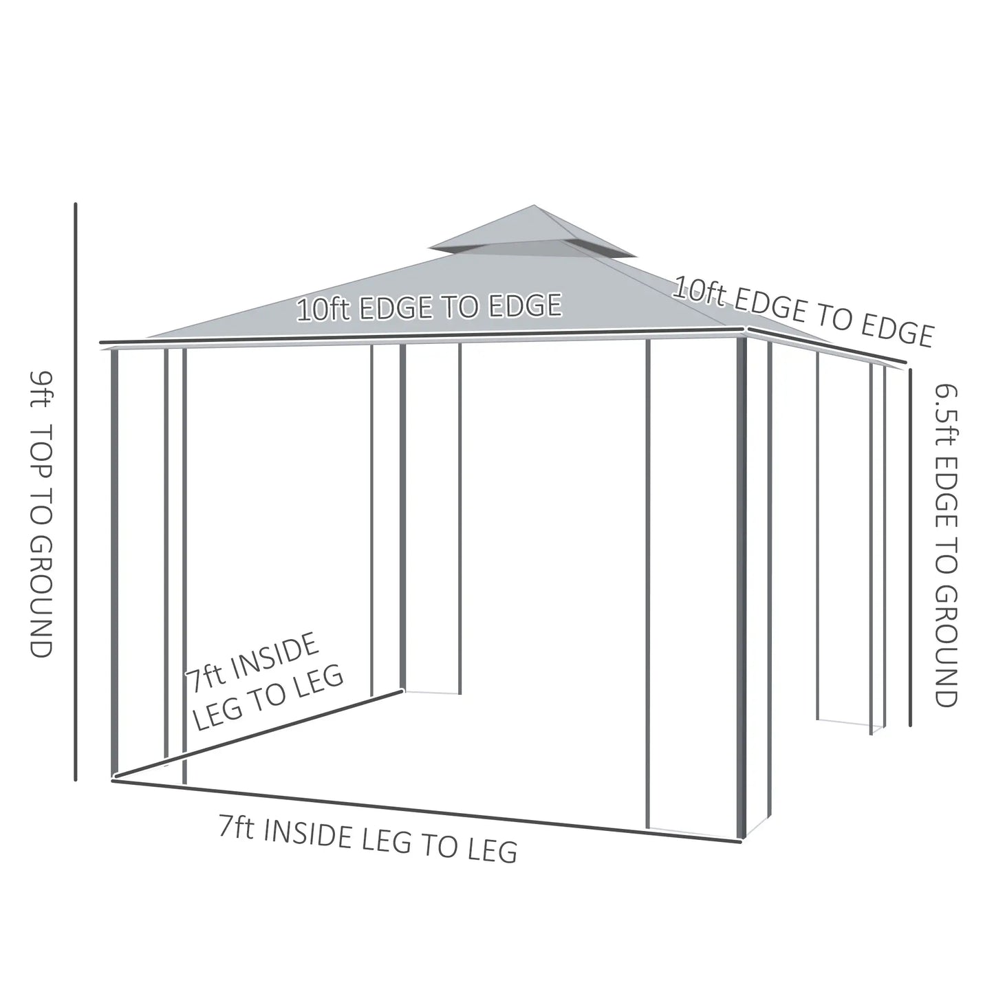 10' x 10' Steel Outdoor Gazebo, Removable Mesh Curtains, Grey Gazebos at Gallery Canada