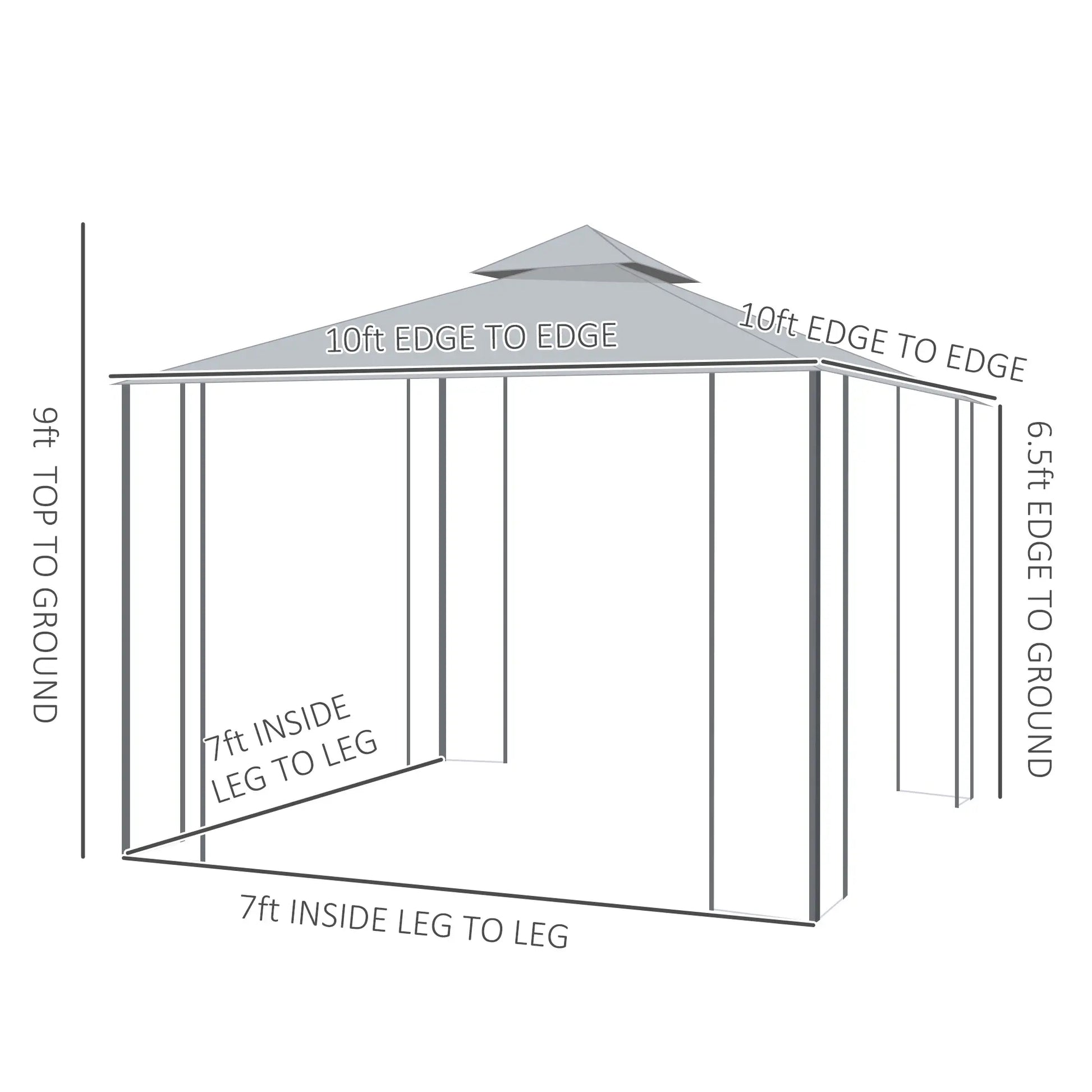 10' x 10' Steel Outdoor Gazebo, Removable Mesh Curtains, Grey Gazebos at Gallery Canada