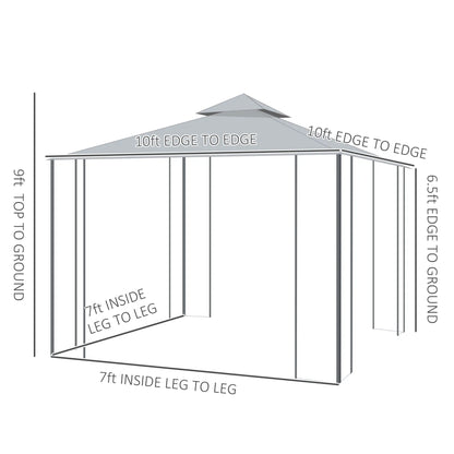 10' x 10' Steel Outdoor Gazebo, Removable Mesh Curtains, Grey Gazebos at Gallery Canada