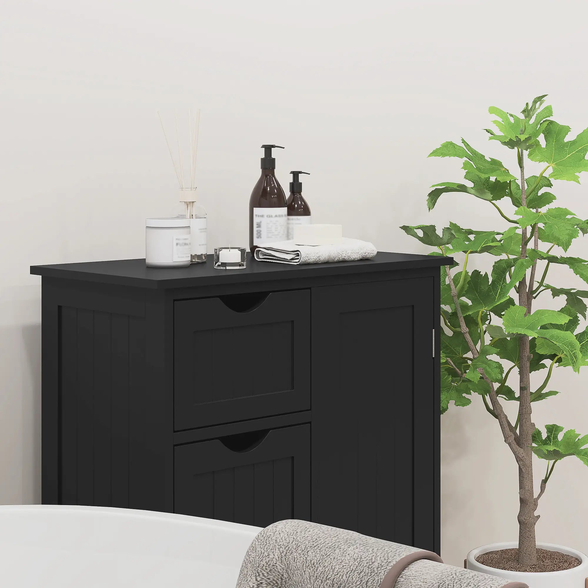 Bathroom Storage Cabinet, Adjustable Shelf, 4 Drawers, Black Bathroom Cabinets at Gallery Canada