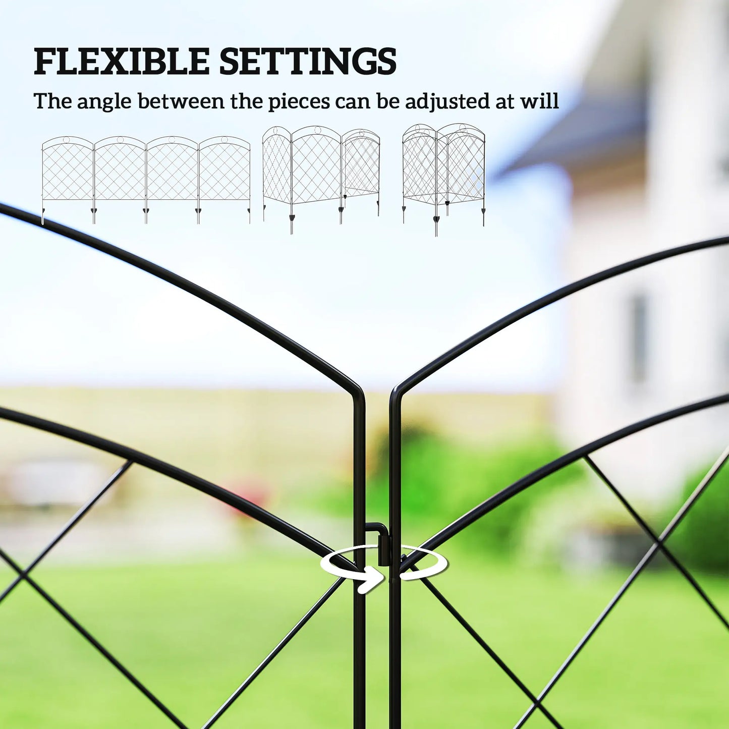 4 Pack Garden Fencing, Decorative Fence Panels, Animal Barrier, Flower Edging, Circle, Black Garden Fences at Gallery Canada
