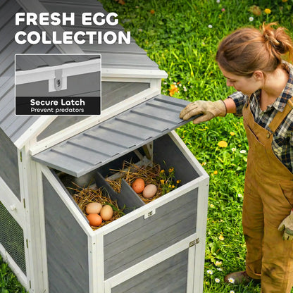 Large Chicken Coop, 134"L Wooden House With Run, Nesting Box, Slide-Out Tray Chicken Coops at Gallery Canada