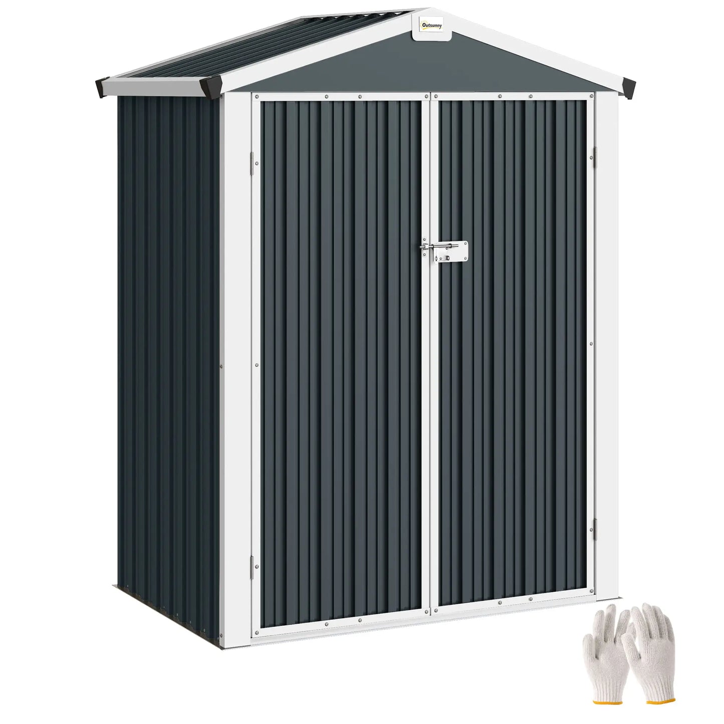 4.4' x 3' Metal Garden Shed, Outdoor Storage With Double Doors Sheds at Gallery Canada