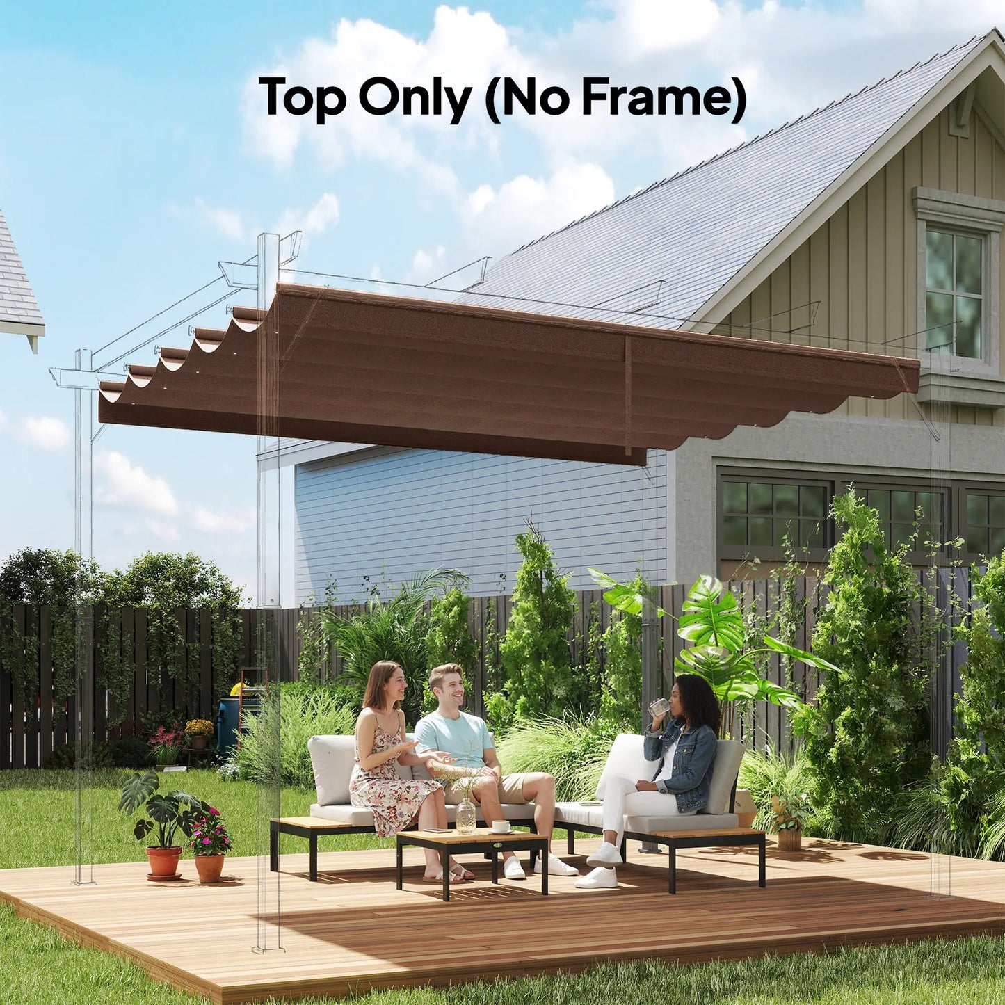 Retractable Pergola Canopy, 10' x 10', Coffee Gazebo Canopy Replacement at Gallery Canada