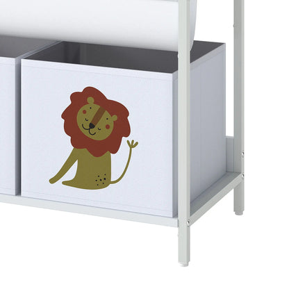 3-Tier Sling Bookshelf With Toy Storage, Montessori Organizer