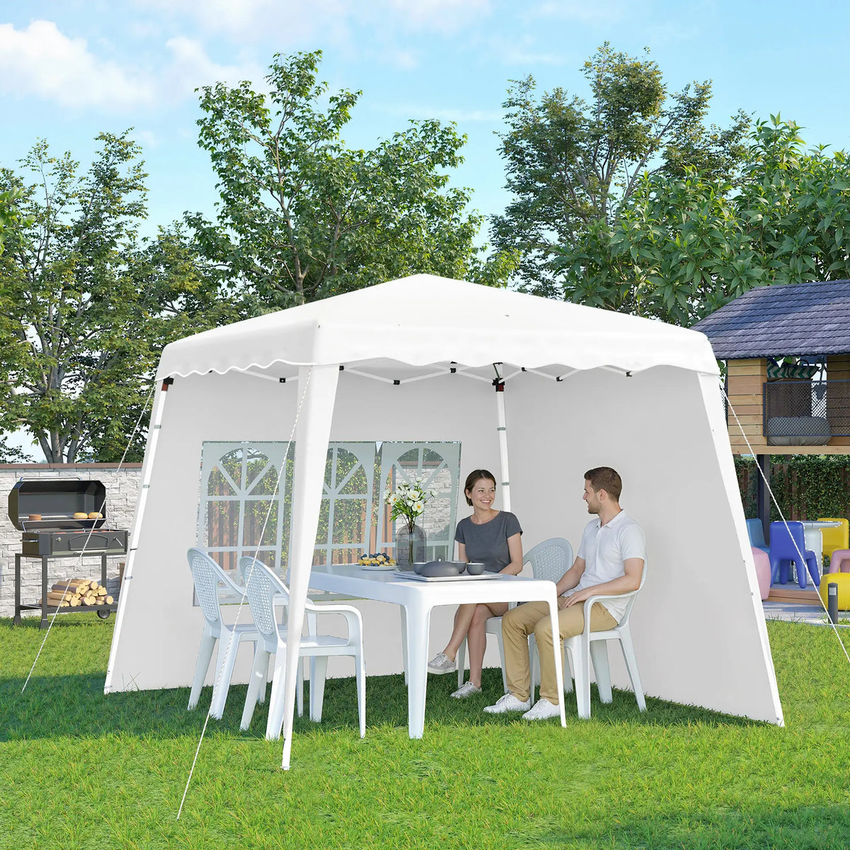 Pop Up Canopy Tent With Sidewalls, UV50+, Carry Bag, Slant Legs, 8 x 8ft Pop Up Canopies at Gallery Canada
