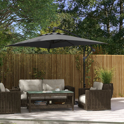 3m Patio Offset Umbrella, With Cross Base, Dark Grey Offset Cantilever Umbrellas at Gallery Canada