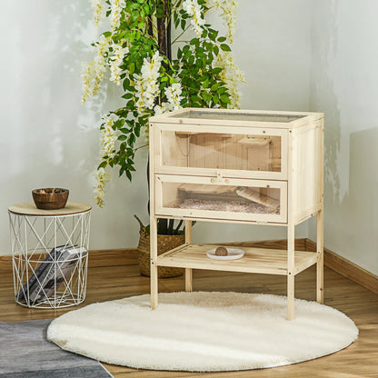 3 Tier Fir Wood Hamster Cage, Small Animals Play House, Exercise Center Hamster Cages at Gallery Canada