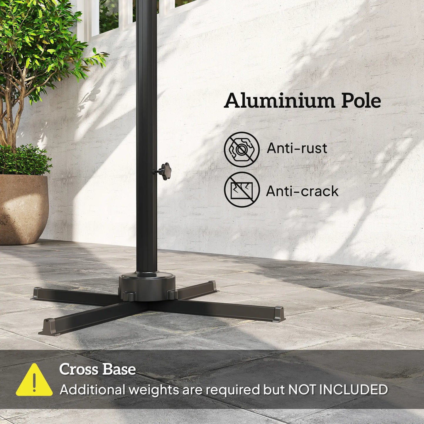 8 FT Aluminum Cantilever Patio Umbrella, 360° Rotation, Dark Grey Offset Cantilever Umbrellas at Gallery Canada