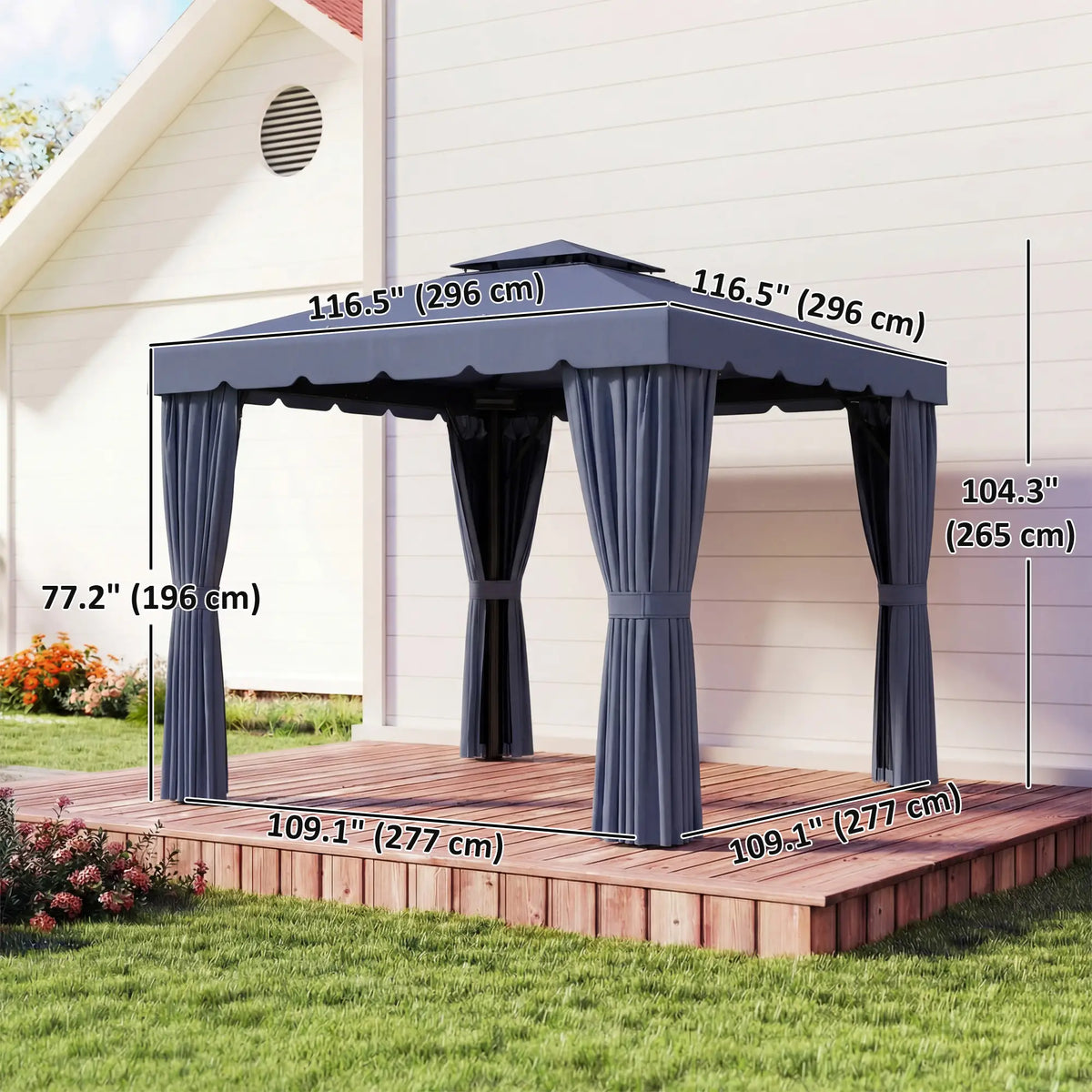 10' X 10' Outdoor Patio Gazebo, Dark Blue