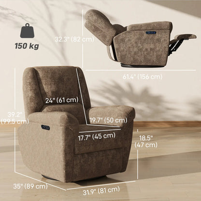 Fabric Recliner Chair, USB Ports, Swivel Rocking Footrest Sofas & Reclining Chairs at Gallery Canada