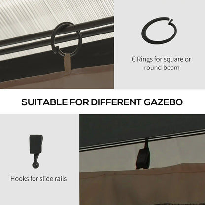 4-Panel Gazebo Curtains, Privacy Sidewall for 10' x 13' Canopy, Dark Brown