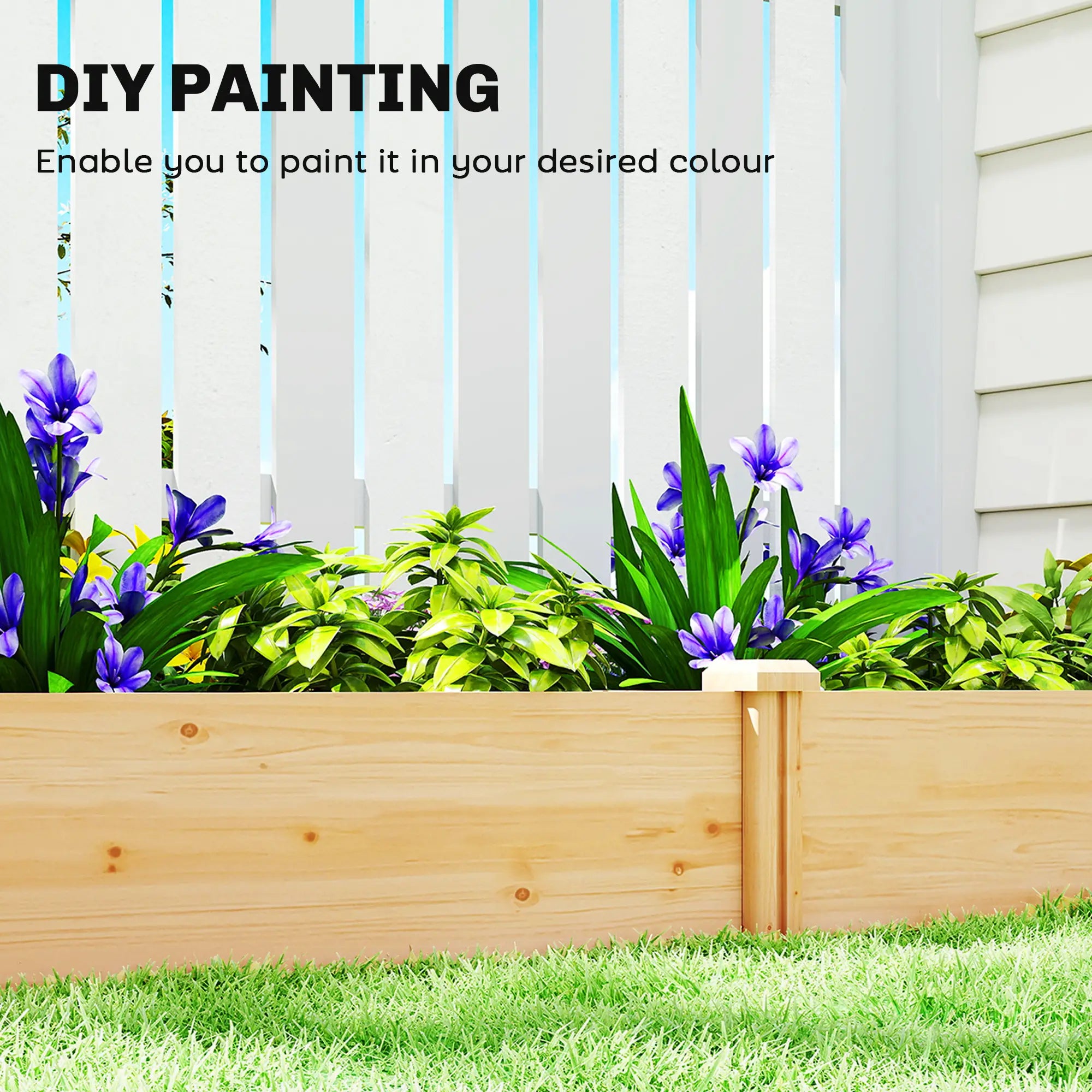 Wooden Raised Garden Bed, Planter Box With Divider, Open Bottom, DIY Painting Raised Garden Beds at Gallery Canada