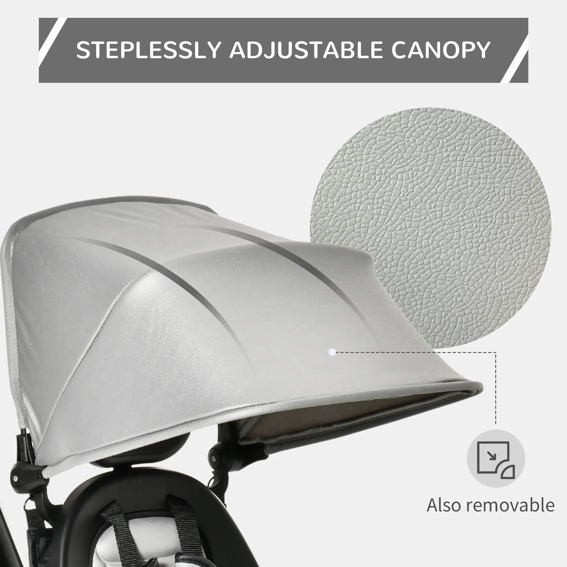 Toddler Tricycle, 4 in 1 Kids Trike, Adjustable Seat, Removable Handle, Grey Tricycles for Kids at Gallery Canada