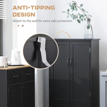 48" 4-Door Storage Cabinet, Adjustable Shelves, Black Kitchen Pantry Cabinets at Gallery Canada