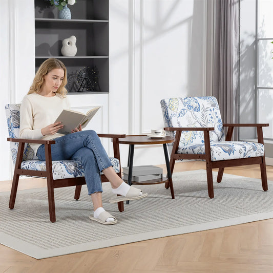 Modern Accent Chair, Upholstered Linen-Feel Armchair, Multicolored Accent Chairs Multi Colour at Gallery Canada
