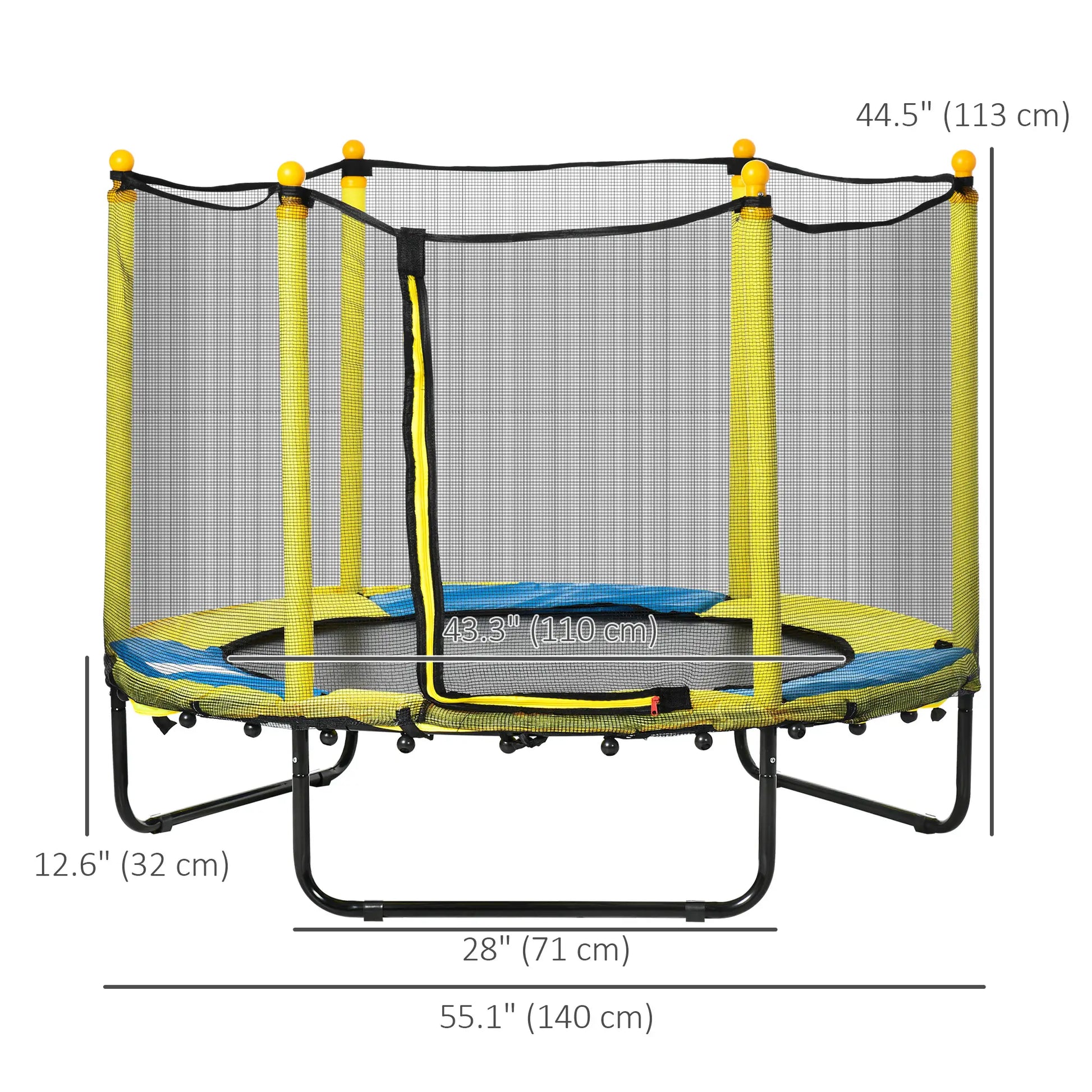 4.6FT Kids Trampoline with Enclosure Net, Indoor Outdoor, Yellow Trampolines at Gallery Canada