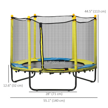 4.6FT Kids Trampoline with Enclosure Net, Indoor Outdoor, Yellow Trampolines at Gallery Canada