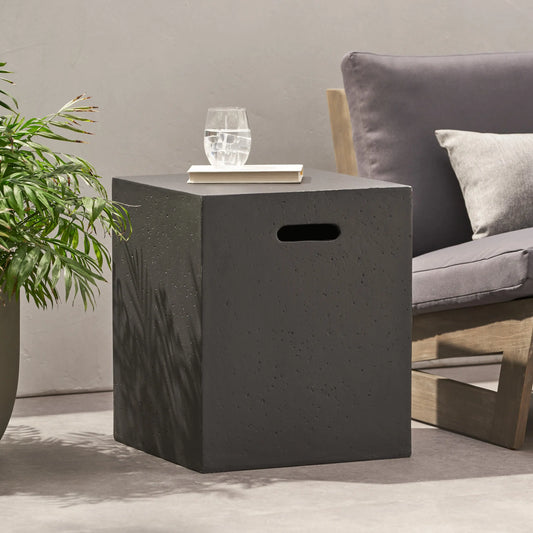 Multi-Functional Tank Holder Side Table, 16.5" L x 16.5" W x 20.5" H, Dark Grey Patio Side Tables Dark Grey at Gallery Canada
