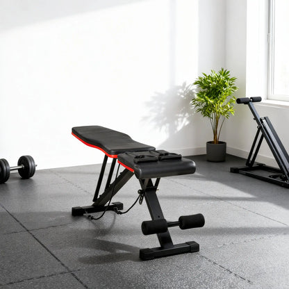 Adjustable Workout Bench, Foldable with Leg Extension, 264LBS, Black and Red Weight Benches at Gallery Canada
