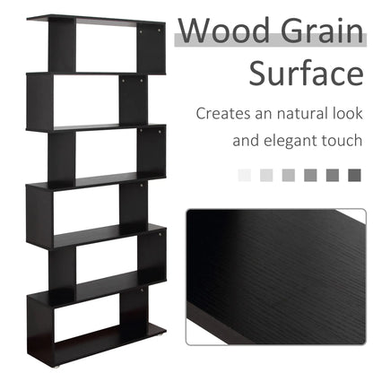 Wooden S Shape Bookcase, 6 Shelves, Storage Display, Home Office Display Bookshelves at Gallery Canada