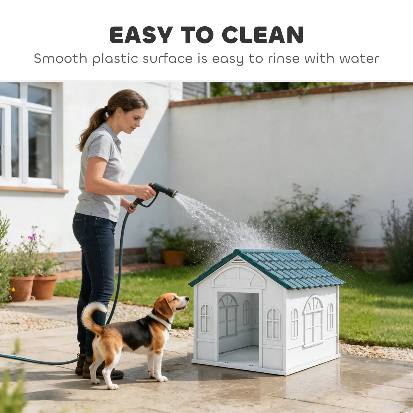 26" Plastic Dog House, Outdoor with Air Vents, Small Medium Dogs, Blue Houses, Kennels & Pens at Gallery Canada