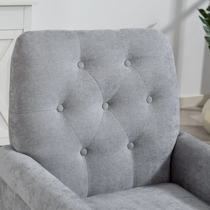 Mid-Century Modern Armchair, Thick Padded Seat, Spring Cushion, Solid Wood Legs, Grey Single Sofas at Gallery Canada
