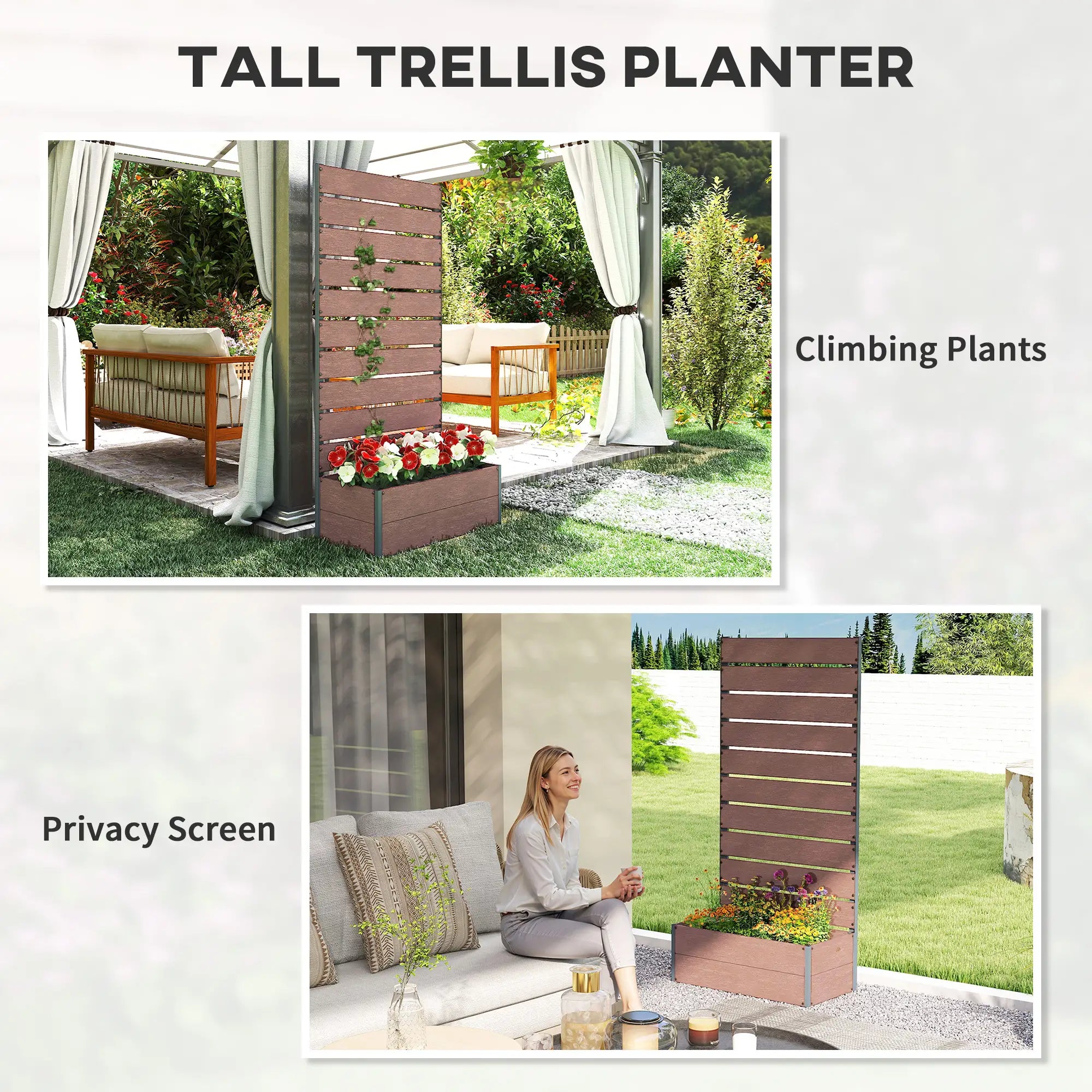 Raised Garden Bed With Trellis, Elevated Planter Box, 28