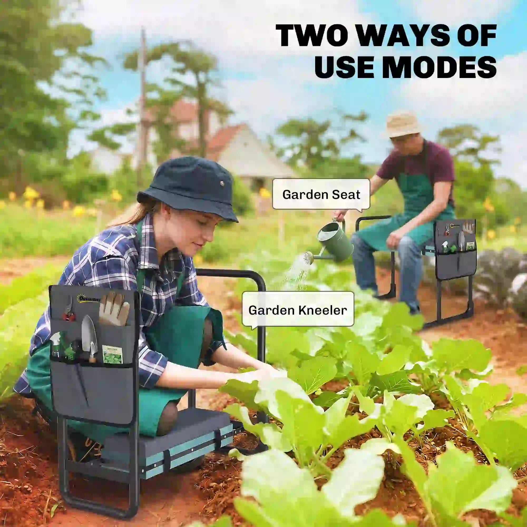 Heavy Duty Foldable Garden Kneeler Seat, Extendable Steel Legs Garden Accessories at Gallery Canada