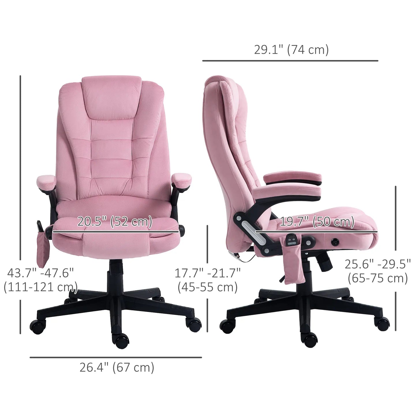 Reclining Massage Office Chair, High Back, Swivel Wheels, Pink Massage Chairs at Gallery Canada