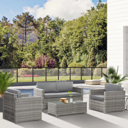 4-Piece Outdoor PE Rattan Sofa Set, Extra Wide Seat, Mixed Grey Patio Furniture Sets at Gallery Canada