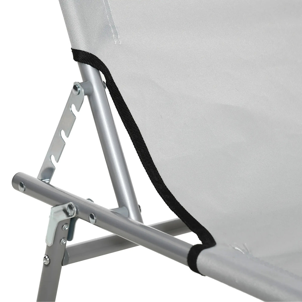 Outdoor Lounge Chair, Adjustable Folding Chaise, Sun Shade, Light Grey