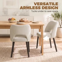 Upholstered Dining Chairs Set, Cream White
