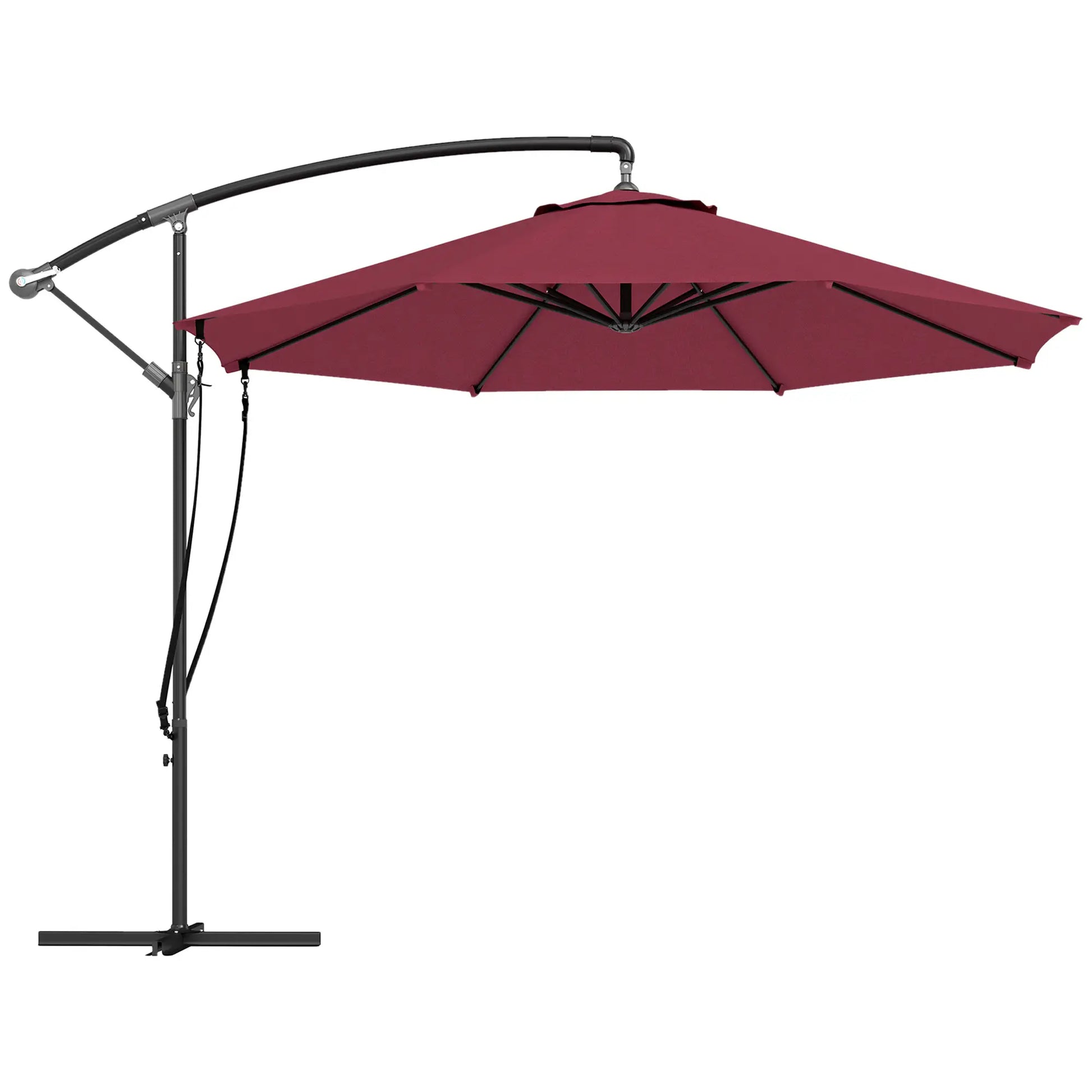 9.5' Cantilever Umbrella, Wind Protection, Crank, Cross Base, UPF 50+, Red Offset Cantilever Umbrellas at Gallery Canada