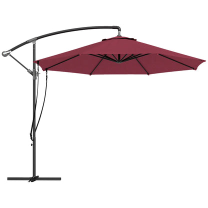 9.5' Cantilever Umbrella, Wind Protection, Crank, Cross Base, UPF 50+, Red Offset Cantilever Umbrellas at Gallery Canada