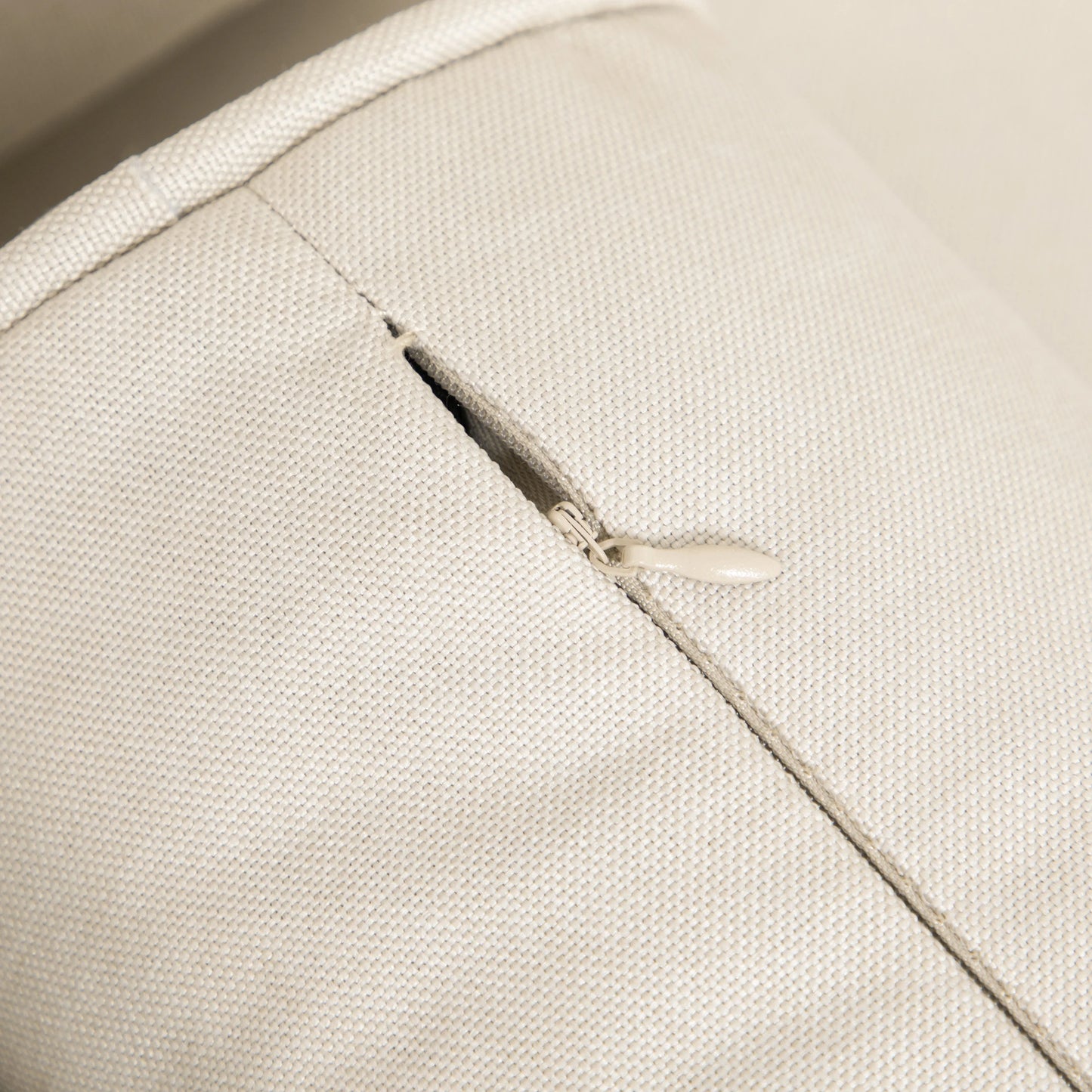 Mid-Century Sofa, Button-Tufted Back, Velvet Fabric, Cream White 3-Seater Sofas at Gallery Canada