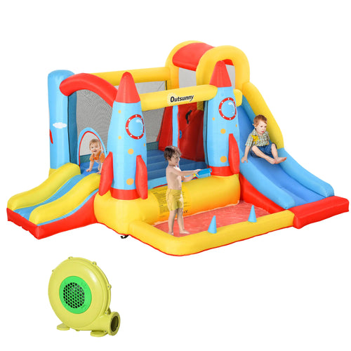 Inflatable Trampoline Slide Pool, Rocket Design, 11.14' x 9.18' x 6.06'