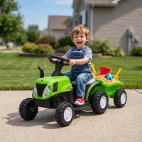 Tracteur pour enfants, véhicule électrique 6V avec remorque détachable, vert