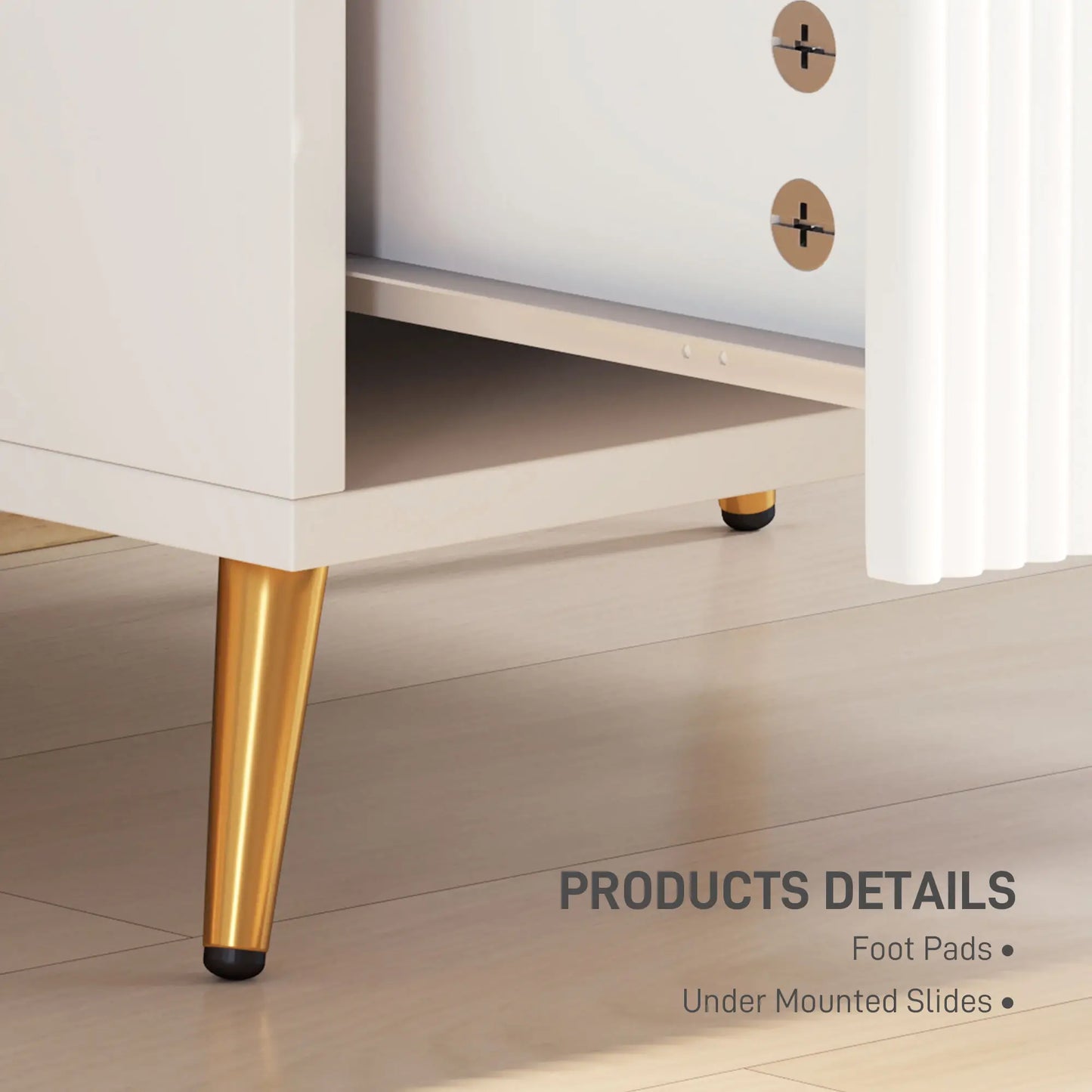 Bedside Table, Nightstand with 2 Drawers, Metal Legs, White Bedside Tables at Gallery Canada